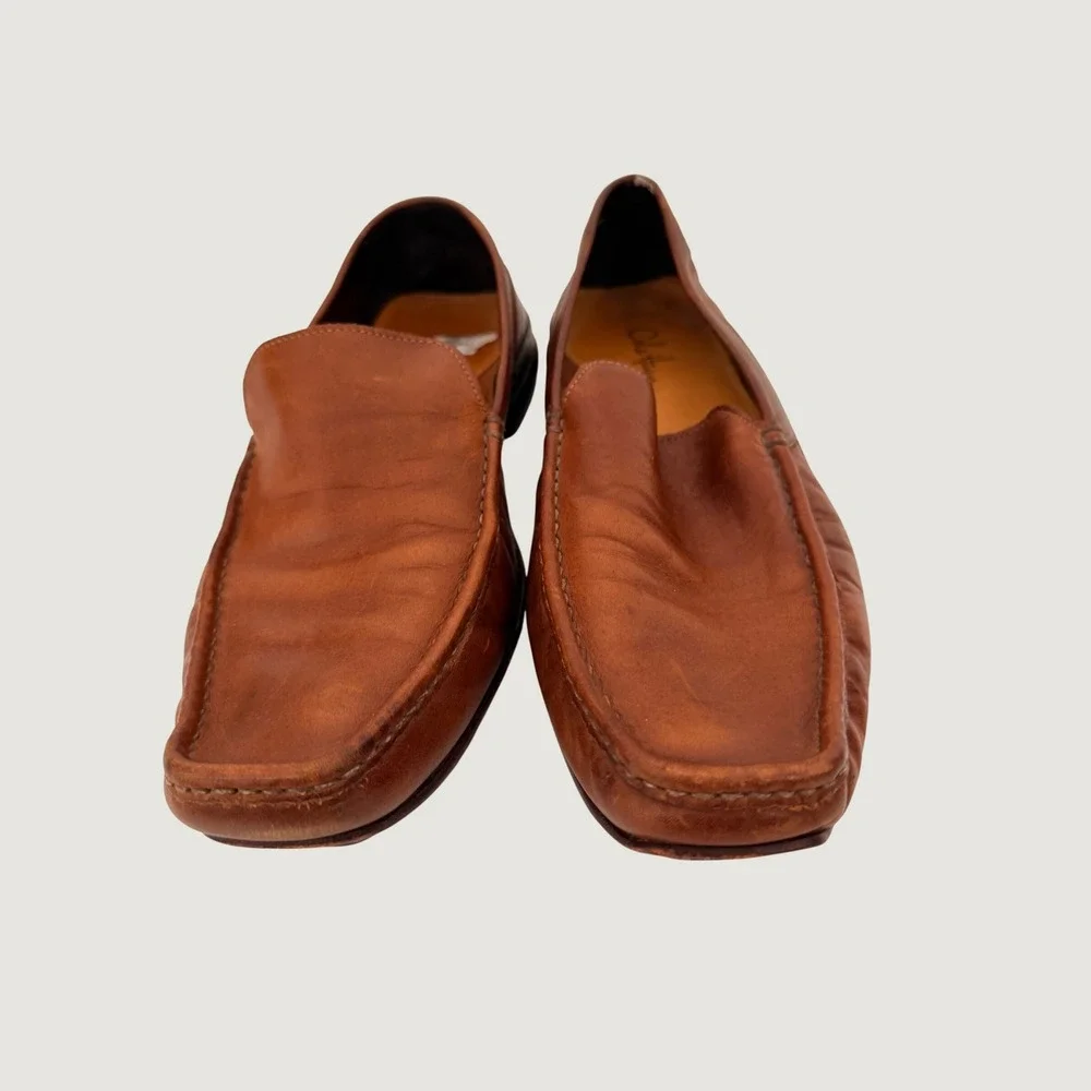 Cole Haan Mens Brown Leather Square Toe Slip On Loafers C05309 Size 9.5 M